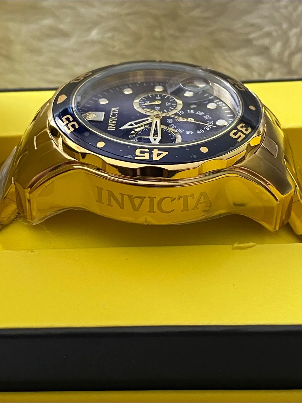 Invicta Gold and Blue Pro Diver Men’s Watch.  48mm, 200m water Resistant.